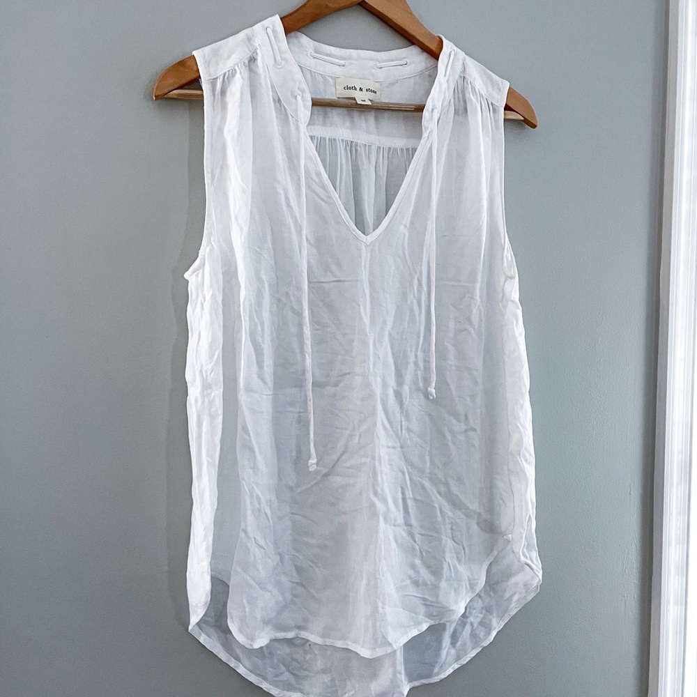 Sold 🛍HP🛍Anthro Cloth & Stone Tie Neck Sleeveless Top - Picture 2 of 4